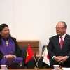 Phó Chủ tịch Quốc hội Tòng Thị Phóng tiếp ông Tsutomu Takebe, Chủ tịch Liên minh Nghị sỹ hữu nghị Nhật-Việt. (Ảnh: Thanh Tùng/TTXVN)