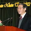 Trưởng ban Tuyên giáo Trung ương Đinh Thế Huynh phát biểu tại buổi giao ban. (Ảnh: Dương Giang/TTXVN)
