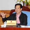 Thủ tướng Nguyễn Tấn Dũng phát biểu kết luận vụ thu hồi đất ở xã Vinh Quang, Tiên Lãng. (Ảnh: Đức Tám/TTXVN)