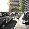 Hiện trường vụ đánh bom gần khách sạn, nơi các giám sát viên Liên hợp quốc ở. (Nguồn: AP)
