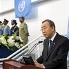 Tổng Thư ký Liên hợp quốc Ban Ki-moon phát biểu tại buổi lễ tưởng niệm. (Nguồn: un.org)