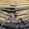 Một khán đài sân Palestine Stadium bị đổ sập do bom đạn của Israel. (Nguồn: AFP) 