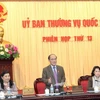 Chủ tịch Quốc hội Nguyễn Sinh Hùng chủ trì và phát biểu khai mạc Phiên họp thứ 13 của Ủy ban Thường vụ Quốc hội khóa XIII. (Ảnh: Nhan Sáng/TTXVN)