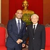 Tổng Bí thư Nguyễn Phú Trọng tiếp Thủ tướng Cộng hòa Haiti Laurent Salvador Lamothe đang thăm chính thức Việt Nam. (Ảnh: Trí Dũng/TTXVN)