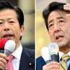 Chủ tịch Đảng Công minh mới Natsuo Yamaguchi (trái) và chủ tịch Đảng Dân chủ tự do Shinzo Abe (phải) đã đạt được thỏa thuận lập chính phủ. (Nguồn: Asahi)
