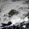 Hình ảnh trên bản đồ cơn bão tuyết đang tiến gần và bao trùm lên một khu vực Đông Bắc nước Mỹ. 
