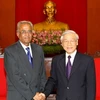 Tổng Bí thư Nguyễn Phú Trọng tiếp Tổng Bí thư Đảng Cộng sản Ấn Độ Suravanram Sudhakar Reddy đang thăm và làm việc tại Việt Nam. (Ảnh : Trí Dũng/TTXVN)