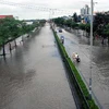 Nước ngập trên nhiều tuyến phố tại Hải Phòng. (Nguồn: TTXVN) 