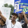 Người biểu tình phản đồi phán quyết vụ George Zimmerman, ở New York, ngày 14/7. (Nguồn: AP)