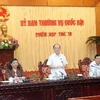 Chủ tịch Quốc hội Nguyễn Sinh Hùng chủ trì và phát biểu khai mạc Phiên họp thứ 19 Ủy ban Thường vụ Quốc hội. (Ảnh: Nhan Sáng/TTXVN)
