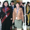 Phó Chủ tịch Quốc hội Tòng Thị Phóng (trái) và đại biểu các nước đến dự phiên họp. (Ảnh: Trọng Đức/TTXVN)