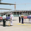 Quang cảnh buổi trao hài cốt quân nhân Hoa Kỳ tại sân bay Đà Nẵng. (Ảnh Văn Sơn/TTXVN)
