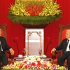 Tổng Bí thư Nguyễn Phú Trọng tiếp Tổng Bí thư, Chủ tịch nước Lào Choummaly Sayasone. (Ảnh: Trí Dũng/TTXVN)