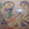 Tranh “Thư chiến trường” - vẽ trên bao tải gạo, Phạm Lực sáng tác 1965. (Nguồn: laodong.com)
