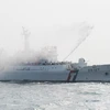 Tàu khu trục mới của Đài Loan (Trung Quốc) tuần tra vùng biển ngoài khơi quần đảo tranh chấp. (Nguồn: Kyodo/TTXVN)