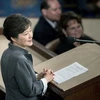 Tổng thống Hàn Quốc Park Geun-hye tại một cuộc họp chung của Quốc hội vào hôm 8/5 tại Washington. (Nguồn: Yonhap)