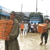 Chuyển hàng cứu trợ cho người dân vùng lũ ở Bình Định. (Ảnh: Thái Sơn/TTXVN) 