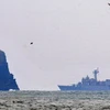 Tàu tuần tra của hải quân Hàn Quốc ở hòn đảo Yeonpyeong. (Ảnh: AFP)