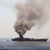 Tàu chiến Iran tại buổi tập trận ngày 22/4 tại vịnh Persian. (Ảnh: AFP/TTXVN)