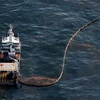 Ngăn chặn vết dầu loang trên mặt biển vịnh Mexico. (Ảnh: AFP/TTXVN)