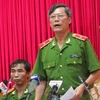 Thiếu tướng Trần Thùy - Phó Giám đốc Công an thành phố Hà Nội trả lời báo chí về vụ Hoài Đức. (Ảnh: PV/Vietnam+)