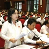 Đại biểu Quốc hội tỉnh Phú Yên Trịnh Thị Nga phát biểu ý kiến. (Ảnh: Trí Dũng/TTXVN) 