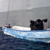 Một toán cướp biển Somalia bị bắt tại Vịnh Aden ngày 1/4. (Ảnh: EPA/TTXVN)