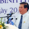 Chủ tịch nước Nguyễn Minh Triết phát biểu tại lễ khởi công. (Ảnh: Hoàng Hải-Hà Thái/TTXVN)