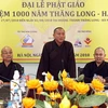 Thượng tọa Thích Gia Quang thay mặt Trung ương Giáo hội Phật giáo Việt Nam trả lời phỏng vấn về Đại lễ Phật giáo. (Ảnh: Nguyễn Dân /TTXVN)