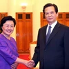 Thủ tướng Nguyễn Tấn Dũng tiếp bà Peik Hee Young, Bộ trưởng Bộ Bình đẳng giới và Gia đình Hàn Quốc. (Ảnh: Nguyễn Dân/TTXVN)