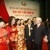 Chủ tịch Quốc hội Nguyễn Phú Trọng với đại biểu dự Đại hội. (Ảnh: Trí Dũng/TTXVN)