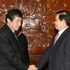 Chủ tịch nước Nguyễn Minh Triết tiếp ông Satoshi Ishikawa, Chủ tịch hãng thông tấn Kyodo (Nhật Bản) đang ở thăm và làm việc tại Việt Nam. (Ảnh: Nguyễn Khang/TTXVN)
