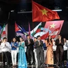 Gặp gỡ đoàn đại biểu thanh niên Việt Nam dự festival thanh niên sinh viên thế giới lần thứ 17. (Ảnh: Đình Trân/TTXVN)