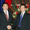 Chủ tịch nước Nguyễn Minh Triết tiếp Chủ tịch Quốc hội Mông Cổ Damingiin Demberel. (Ảnh: Nguyễn Dân/TTXVN)
