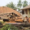 Khu dân cư bị phá hủy sau động đất tại thành phố Tachilek, miền đông bắc Myanmar ngày 25/3. (Nguồn: AFP/TTXVN)