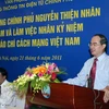 Phó Thủ tướng Nguyễn Thiện Nhân biểu dương những nỗ lực của tập thể cán bộ, phóng viên, biên tập viên Cổng TTĐT Chính phủ trong thời gian qua. (Nguồn: Chinhphu.vn)