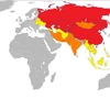 Bản đồ các nước đã và sắp gia nhập SCO. (Nguồn: wikimedia.org)