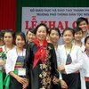Phó Chủ tịch nước Nguyễn Thị Doan dự Lễ khai giảng tại Trường THPT Dân tộc nội trú Ba Vì. (Ảnh: Quốc Khánh/TTXVN)