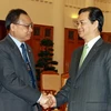 Thủ tướng Nguyễn Tấn Dũng tiếp Ngài Somsak Kiatsuranont, Chủ tịch Quốc hội Vương quốc Thái Lan. (Ảnh: Doãn Tấn/TTXVN)
