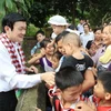 Chủ tịch nước Trương Tấn Sang thăm xã Xuân Đài (Phú Thọ). (Ảnh: Nguyễn Khang/TTXVN)