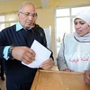 Cựu Thủ tướng Ai Cập Ahmed Mohamed Shafik (trái) bỏ phiếu tại điểm bầu cử ở Cairo, ngày 28/11. (Nguồn: THX/TTXVN)