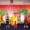Đội tuyên truyền tỉnh Thừa Thiên Huế với phần thi tiểu phẩm “ Tiếng kêu cứu”. (Ảnh: Trần Lê Lâm/Vietnam+)