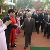 Tổng Bí thư Nguyễn Phú Trọng thăm, chúc Tết Đảng bộ, chính quyền và nhân dân huyện Đông Anh (Hà Nội). (Ảnh: Trí Dũng/TTXVN)