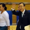 Tổng thư ký Liên hợp quốc sau khi có một bài phát biểu tại Myanmar. (Nguồn: Getty Images)