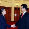 Thủ tướng Nguyễn Tấn Dũng tiếp Bộ trưởng Môi trường Hàn Quốc Bà Yoo Young Sook đang thăm và làm việc tại Việt Nam. (Ảnh: Nguyễn Dân/TTXVN)