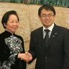 Phó Chủ tịch nước Nguyễn Thị Doan hội kiến với ông Hideaki Ohmura, Thống đốc tỉnh Aichi. (Ảnh: Thống Nhất/TTXVN)