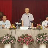 Tổng Bí thư Nguyễn Phú Trọng phát biểu tại buổi làm việc. (Ảnh: Trí Dũng/TTXVN)