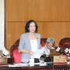 Chủ nhiệm Ủy ban các vấn đề xã hội của Quốc hội Trương Thị Mai phát biểu ý kiến tại phiên họp. (Ảnh: Phương Hoa/TTXVN)