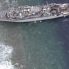 Tàu Mỹ bị kẹt tại dải đá ngầm Tubbataha. (Nguồn: AFP)