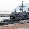 Tàu USS Shiloh của Mỹ neo tại căn cứ hải quân ở Busan ngày 1/2. (Nguồn: Yonhap/TTXVN)